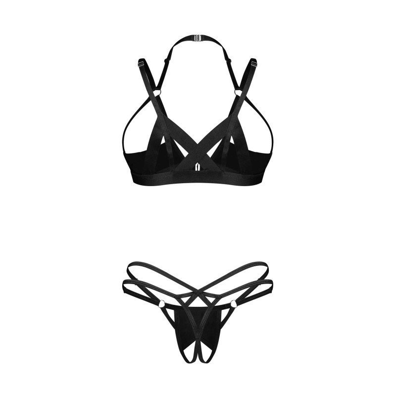 Ensemble ouvert effet latex noir Keira Lise – Obsessive