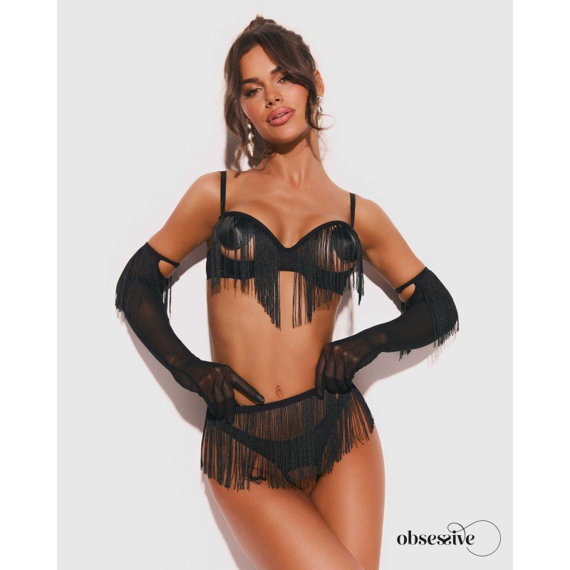 Ensemble ouvert Rossay 4 pièces à pompons – Obsessive