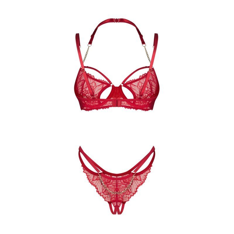 Ensemble ouvert rouge Matildea à chaîne dorée – Obsessive