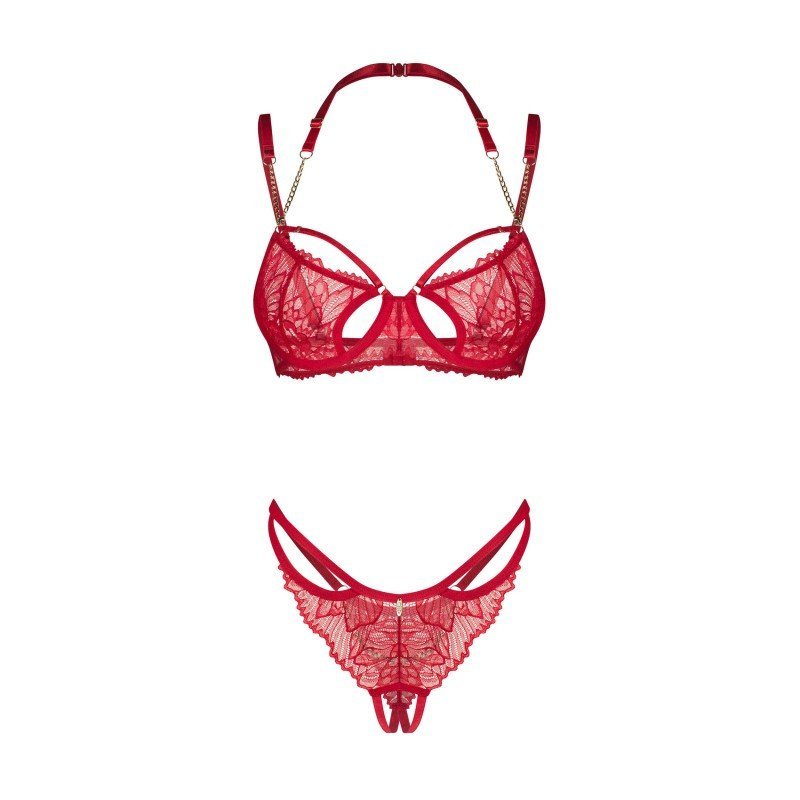 Ensemble ouvert rouge Matildea à chaîne dorée – Obsessive