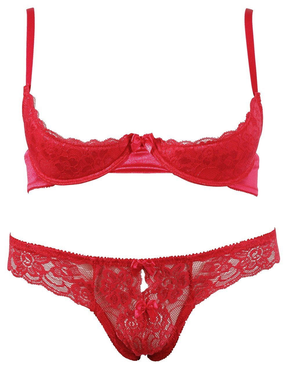Ensemble rouge demi-seins et string ouvert – Cottelli