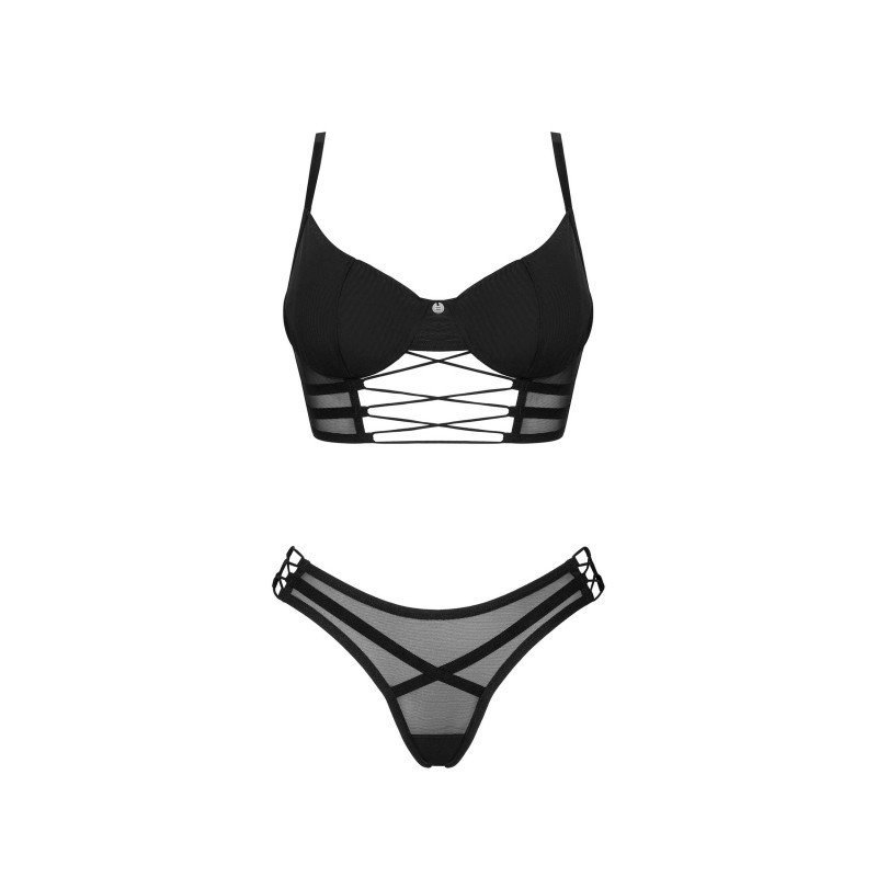 Ensemble Roxelia noir découpes et résille – Obsessive