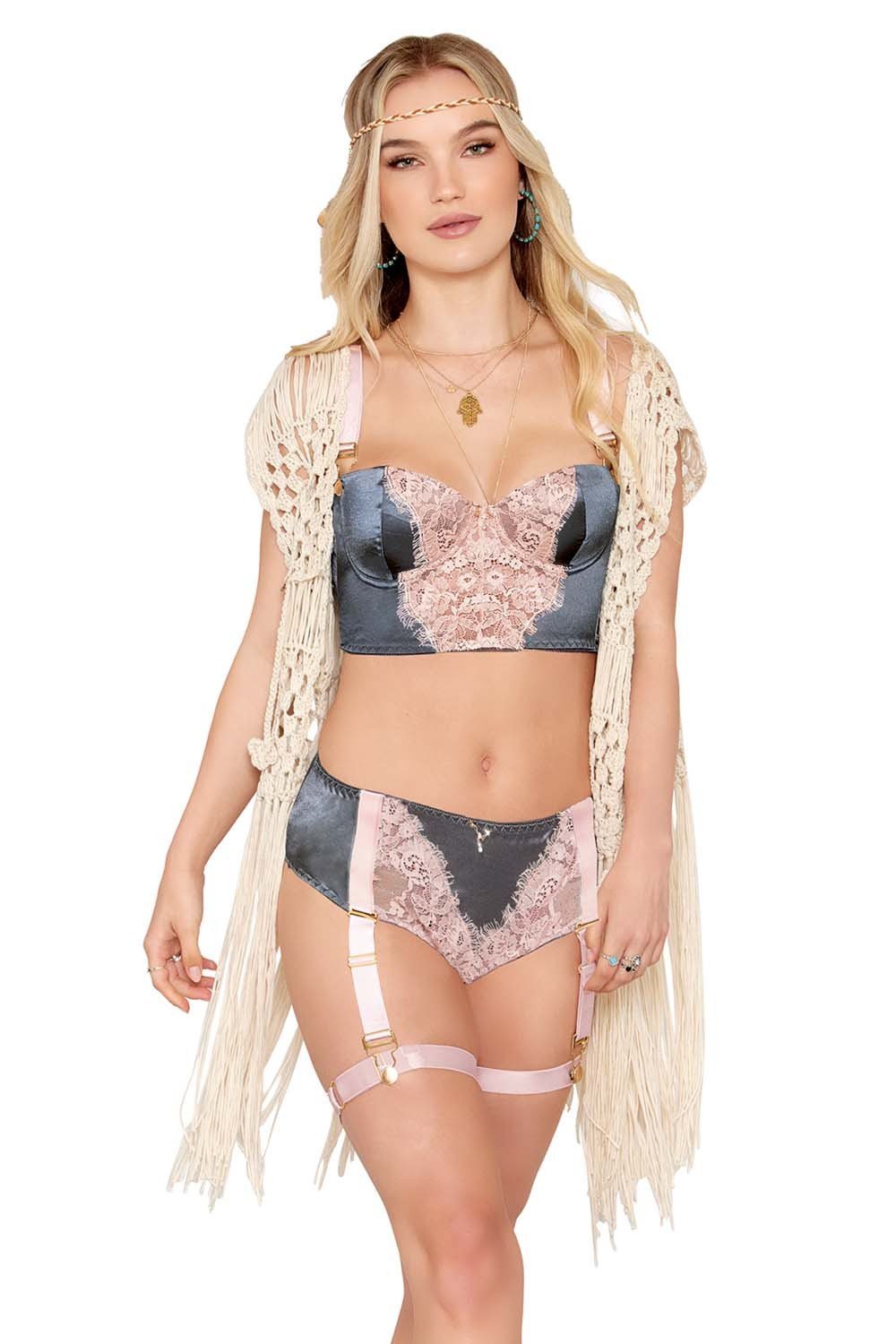 Ensemble vintage rose quartz porte-jarretelles – Dreamgirl