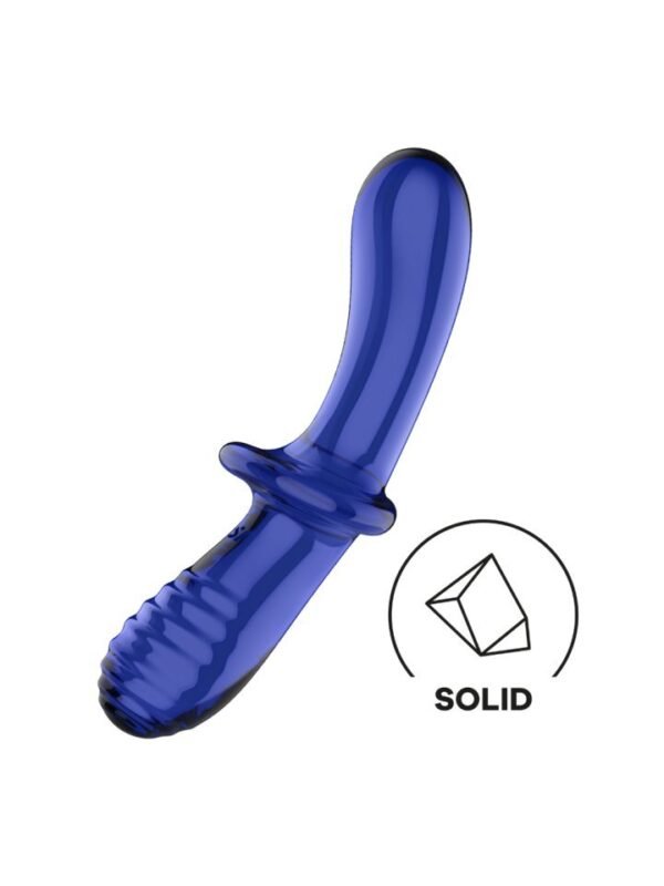 Gode double en verre bleu