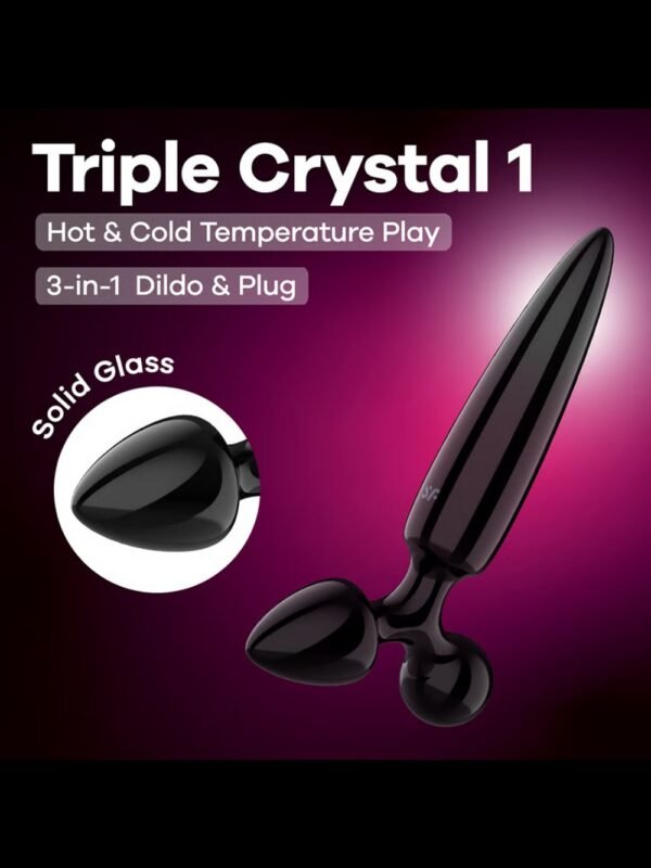 Gode en verre 3 en 1 noir