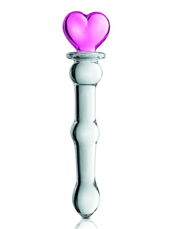Gode en verre à boules et cœur