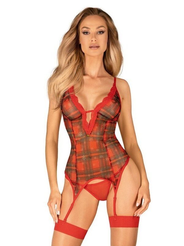 Guêpière de Noël sexy rouge grande taille