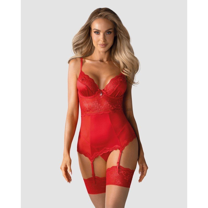 Guêpière grande taille sexy rouge à perles