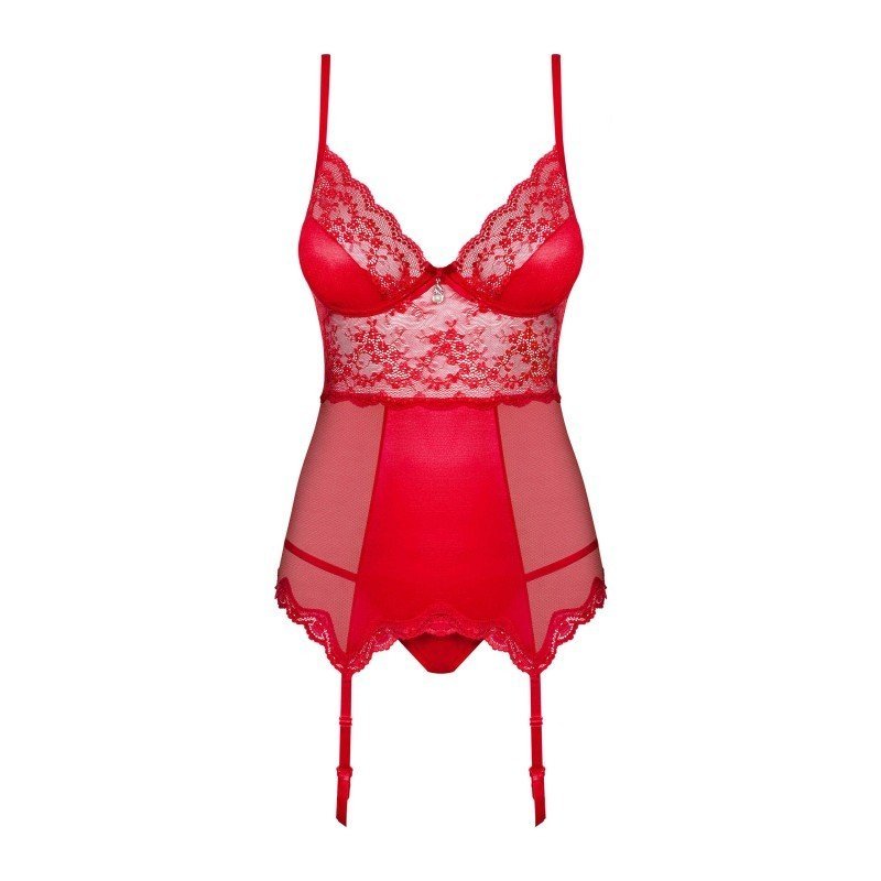 Guêpière grande taille sexy rouge à perles