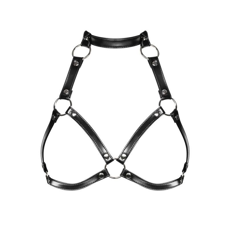 Harnais soutien-gorge sexy noir à anneau