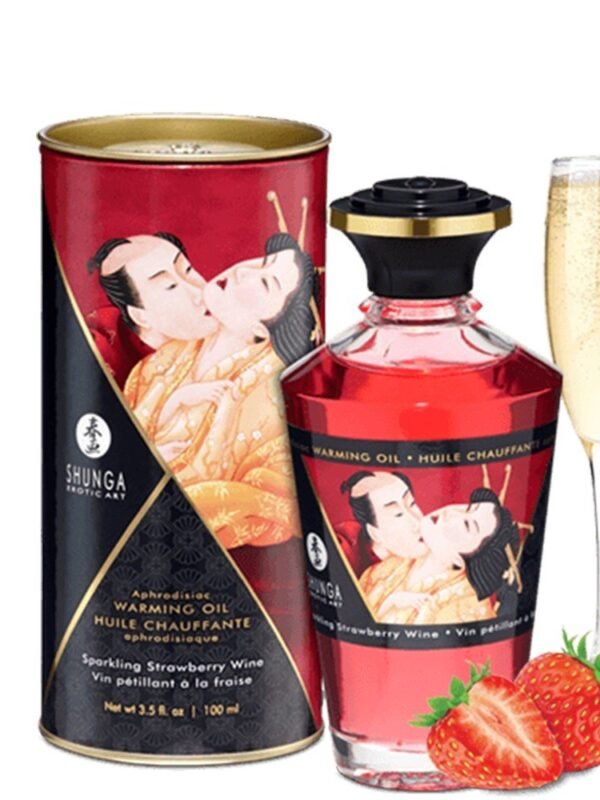 Huile chauffante comestible fraise vin pétillant 100 ml