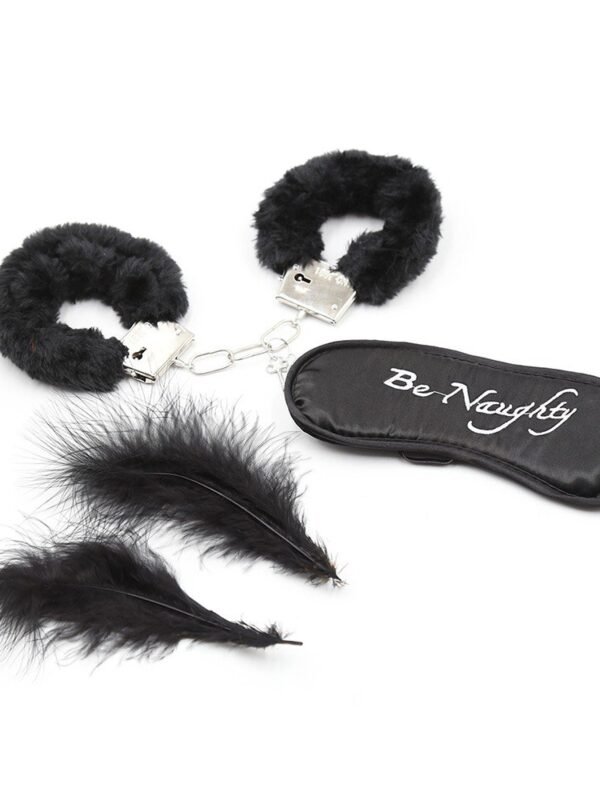 Kit coquin noir menottes plume et masque