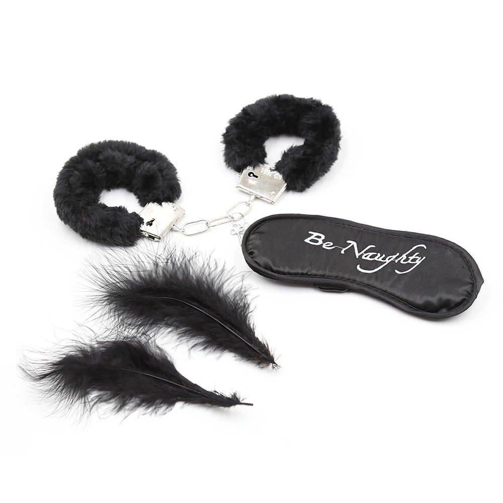 Kit coquin noir menottes plume et masque