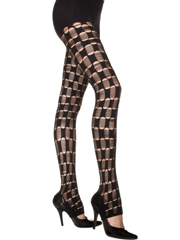 Legging noir filet ajouré à motifs – Music Legs