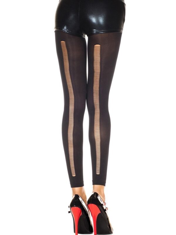 Legging noir fin opaque à arrière ajouré – Music Legs