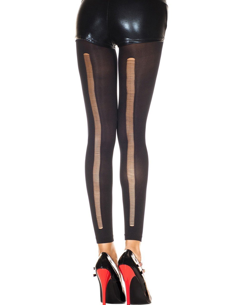 Legging noir fin opaque à arrière ajouré – Music Legs