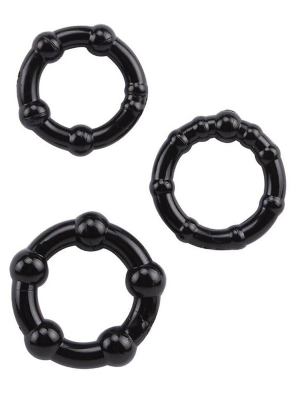 Lot de 3 cockrings à billes noirs
