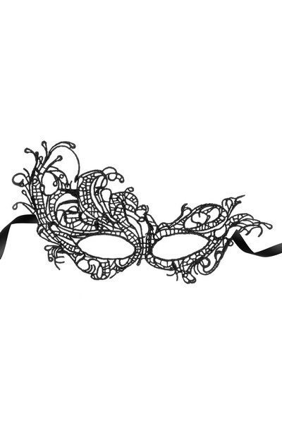 Loup en dentelle sexy noir à volutes