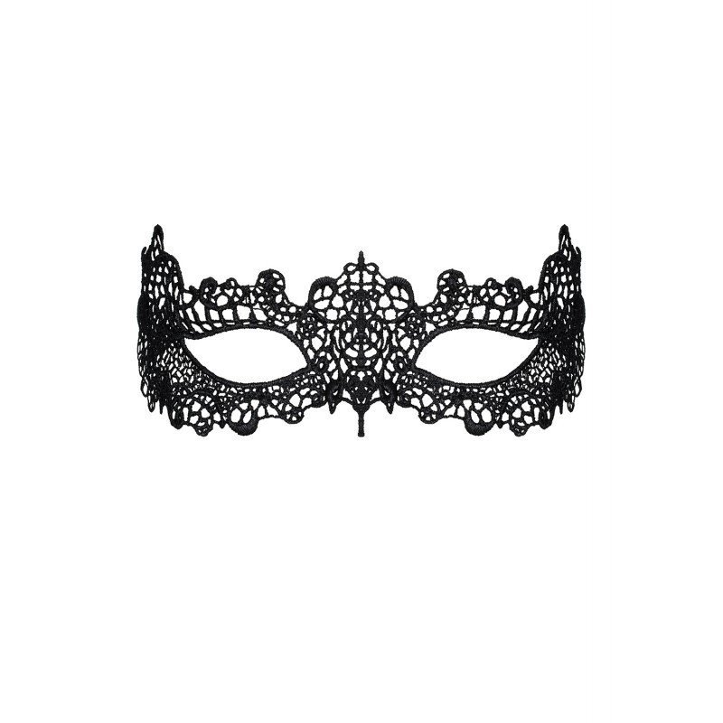Loup noir à motifs avec ruban satin