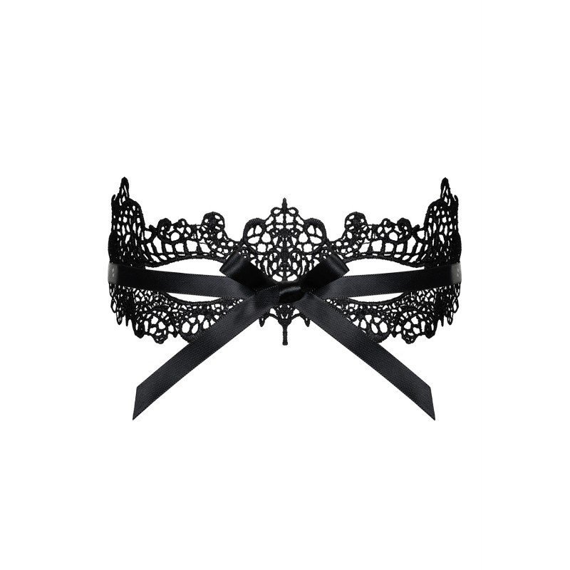 Loup noir à motifs avec ruban satin