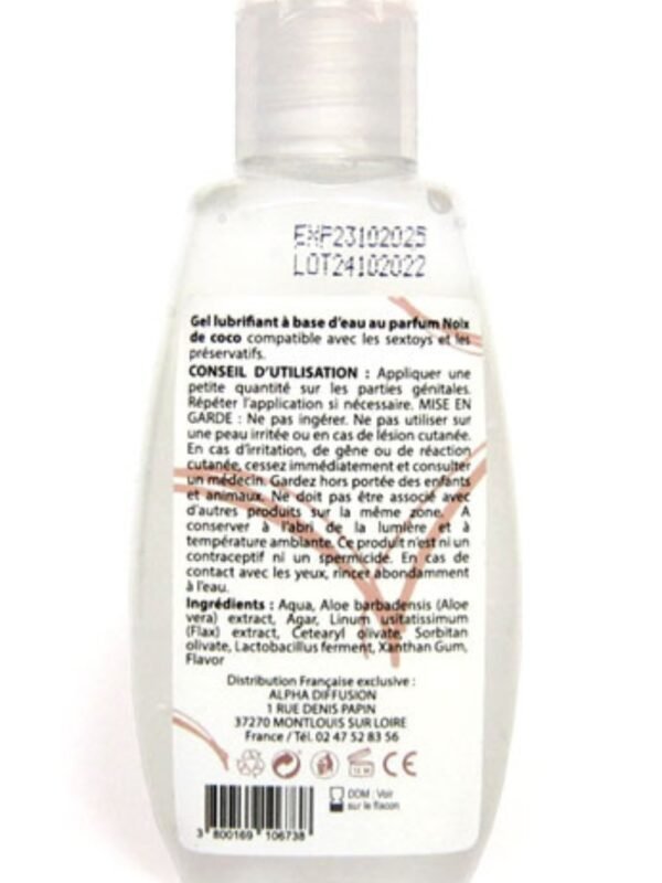 Lubrifiant naturel à l'eau saveur noix de coco 90 ml