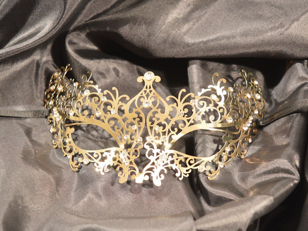 Masque vénitien sexy doré à diadème strass
