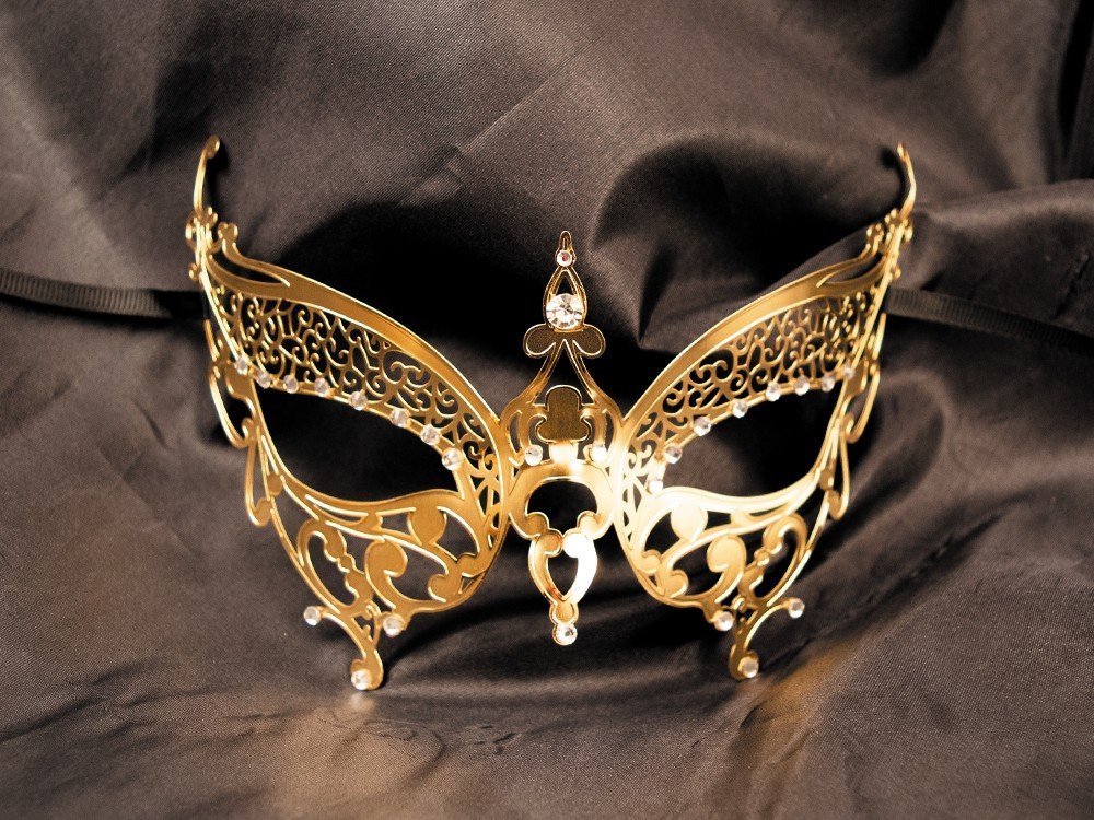 Masque vénitien sexy doré ailes de papillon