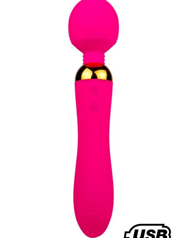 Masseur wand rechargeable double moteur rose