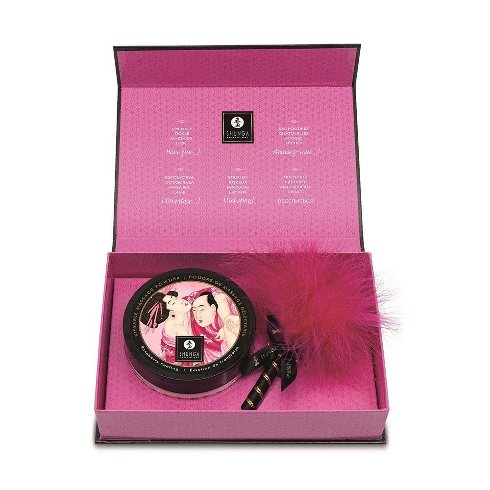 Mini coffret poudre comestible framboise et plumeau