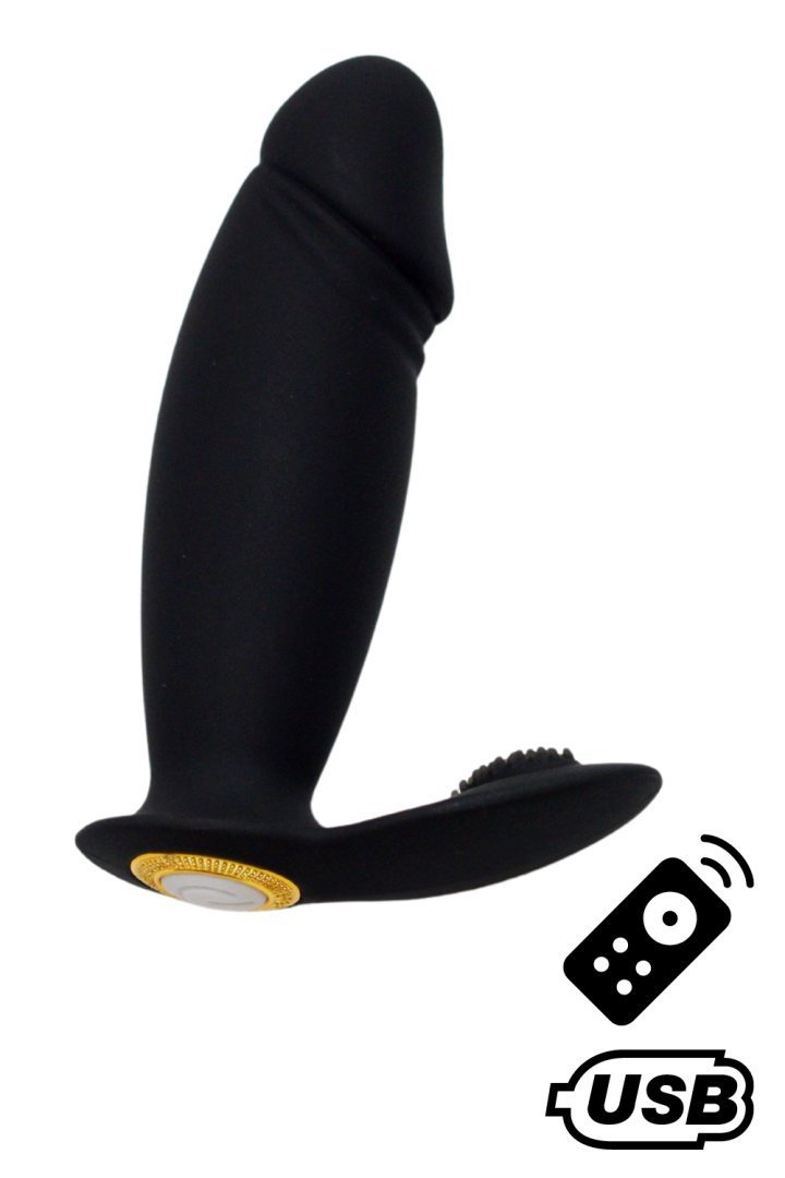 Mini vibro forme pénis télécommandé noir