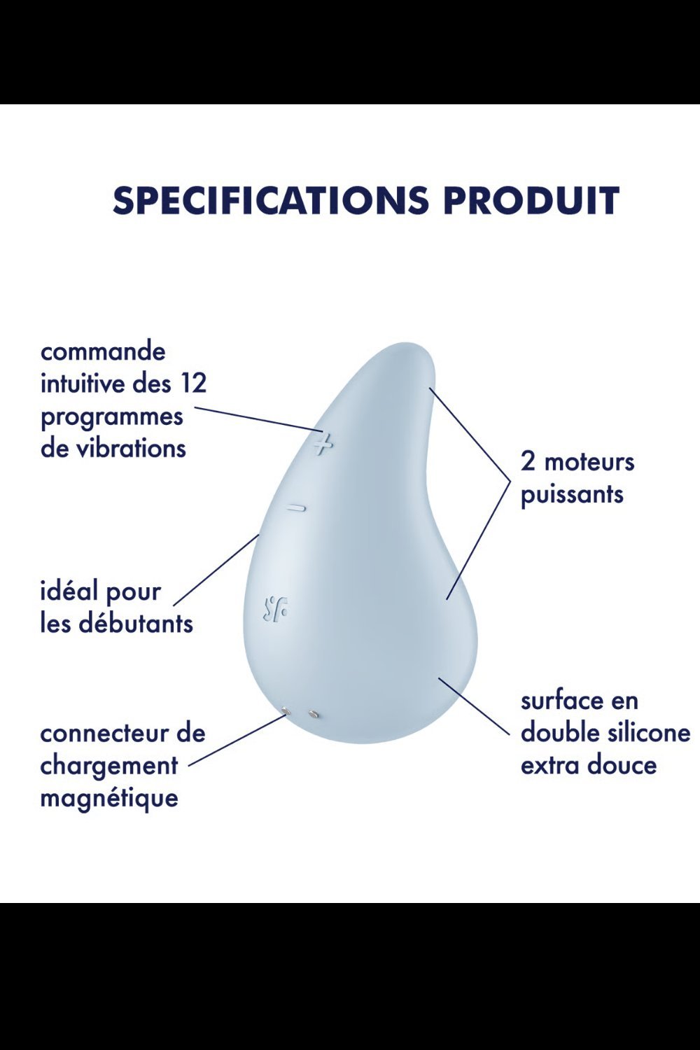 Mini vibromasseur double moteur bleu