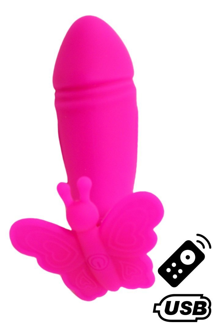Mini vibromasseur papillon télécommandé rose