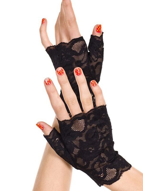 Mitaines noires en dentelle florale – Music Legs