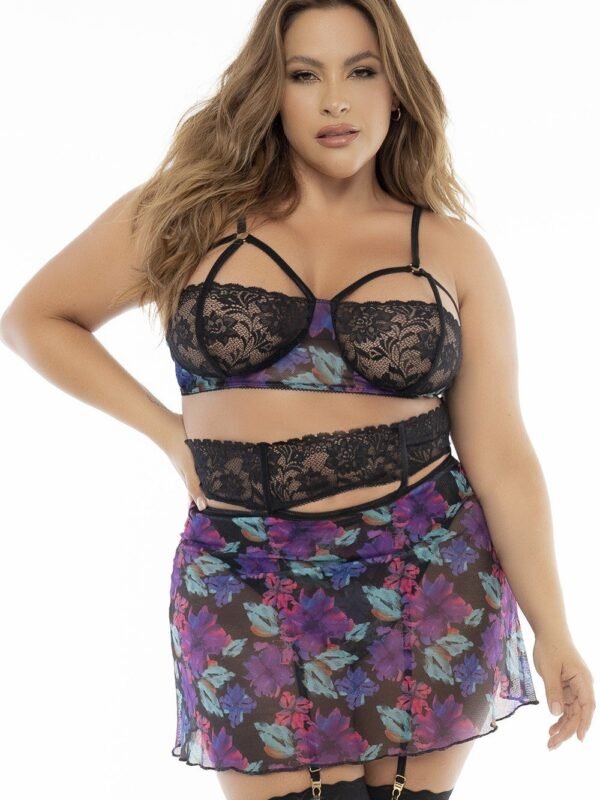 Nuisette 3 en 1 grande taille noire fleur exotique – Mapalé