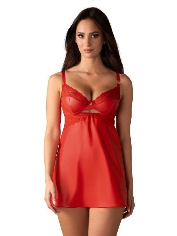 Nuisette Aliosa rouge et string, pendentif – Obsessive