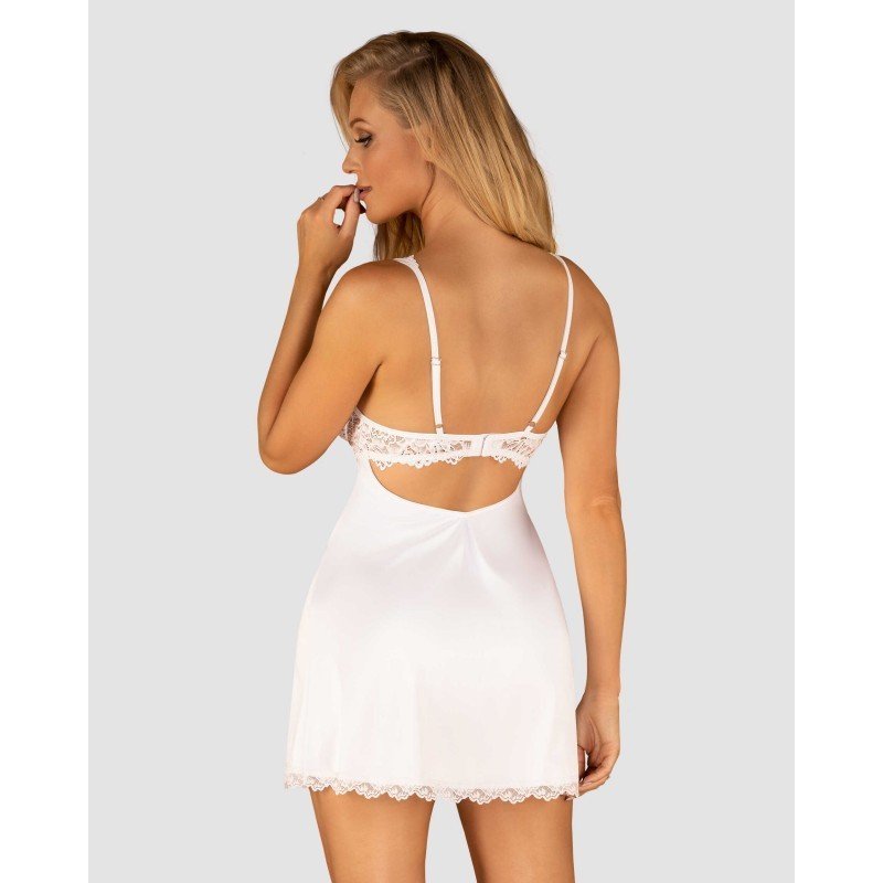 Nuisette blanche Amor Blanco et string – Obsessive