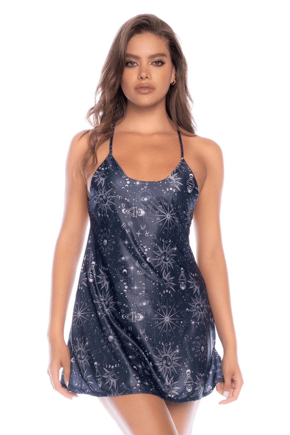 Nuisette imprimée astre, dos à lacets – Mapalé