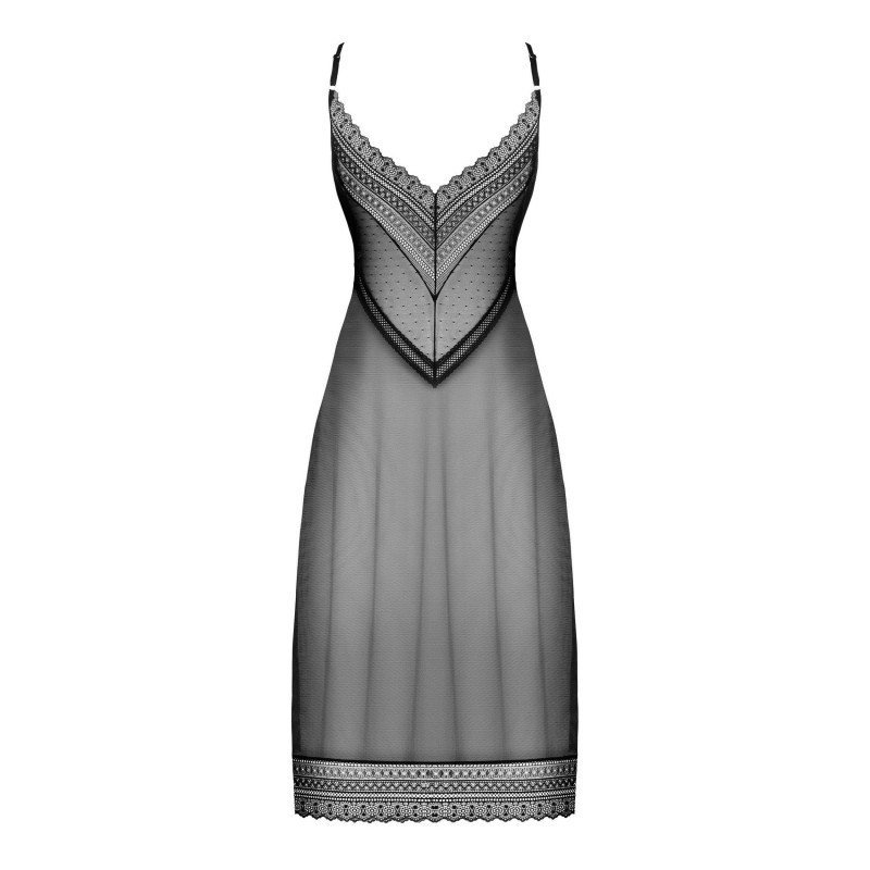 Nuisette longue Estiqua noire, bas asymétrique