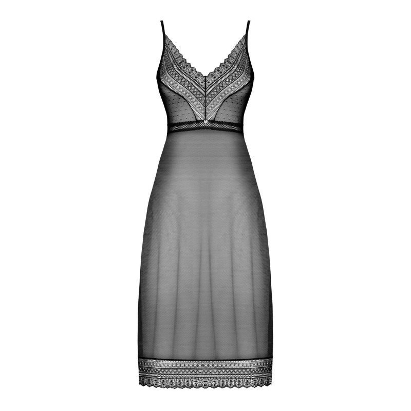 Nuisette longue Estiqua noire, bas asymétrique