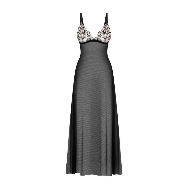 Nuisette longue Vila Blanes noire brodée – Obsessive