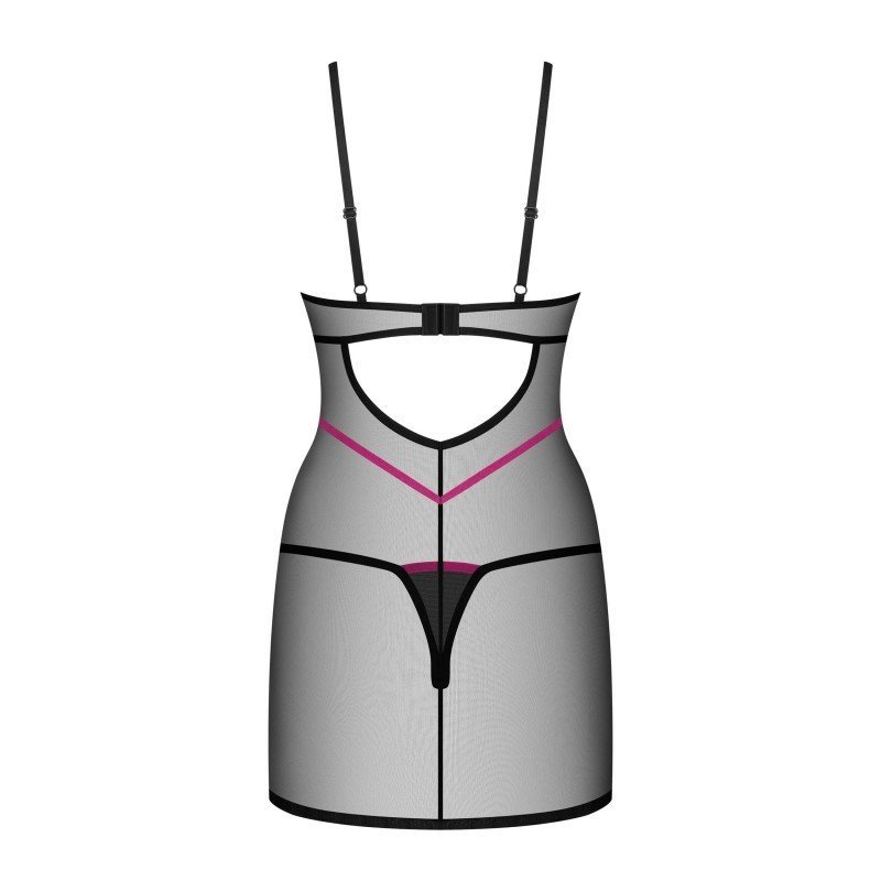Nuisette Novenes noire, zircons et string – Obsessive