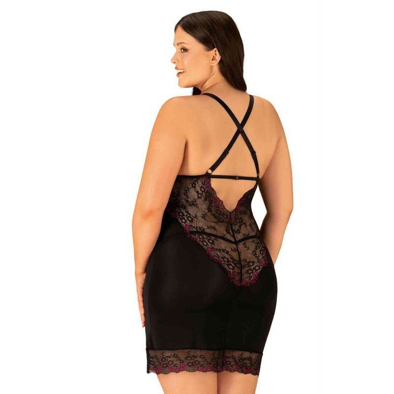 Nuisette Vanessme noire et bordeaux, dos découpé