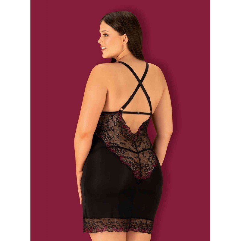 Nuisette Vanessme noire et bordeaux, dos découpé
