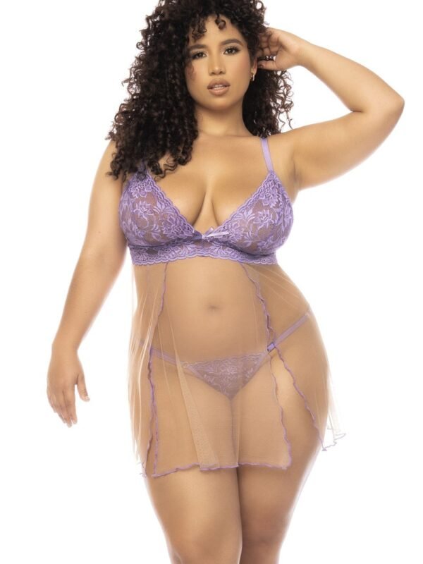 Nuisette Verona grande taille lavande et chair – Mapalé