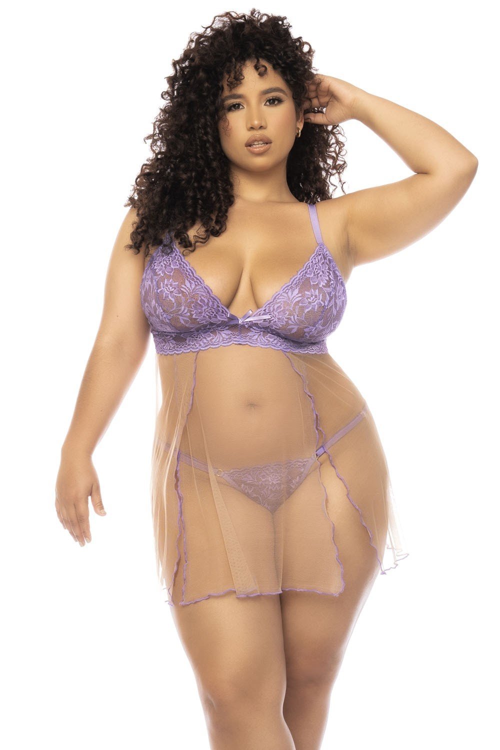 Nuisette Verona grande taille lavande et chair – Mapalé