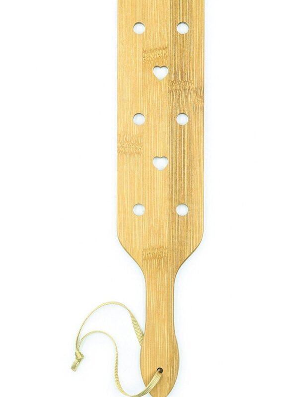 Paddle bambou à trous ronds et cœur 33,5 cm