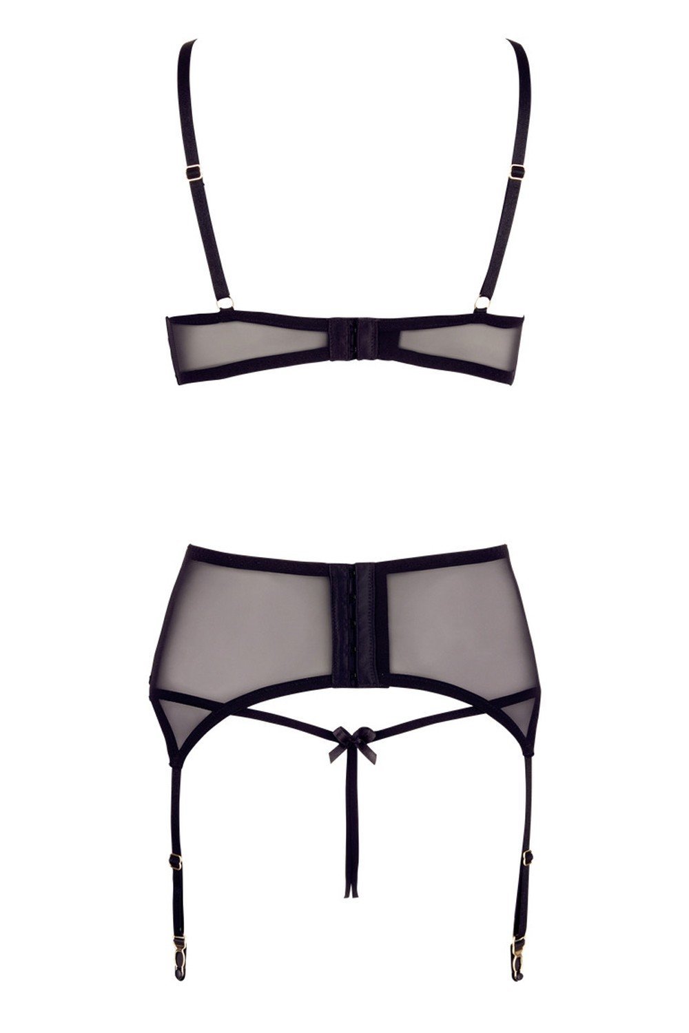 Parure dentelle noire seins nus et string ouvert – Cottelli