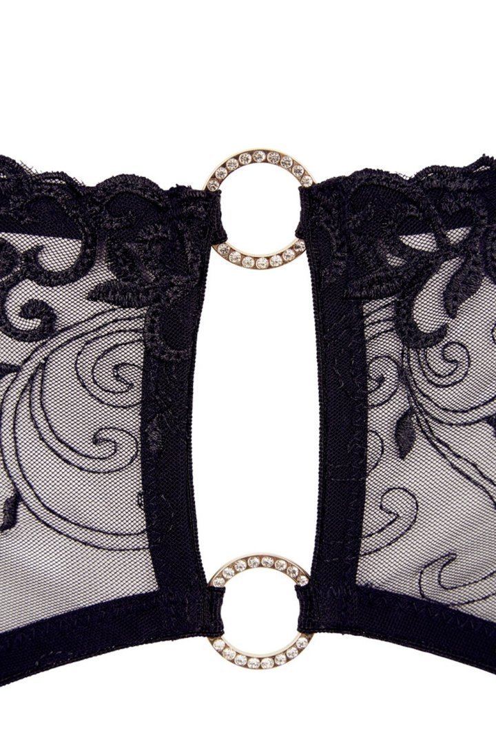 Parure dentelle noire seins nus et string ouvert – Cottelli