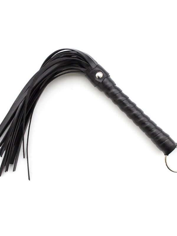Petit fouet noir en simili cuir 28 cm