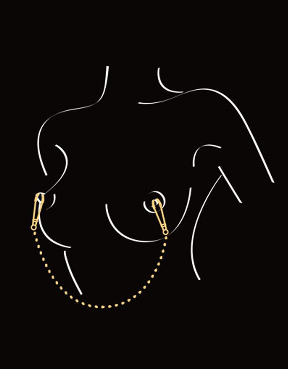 Pinces à seins à bague reliées par chaîne